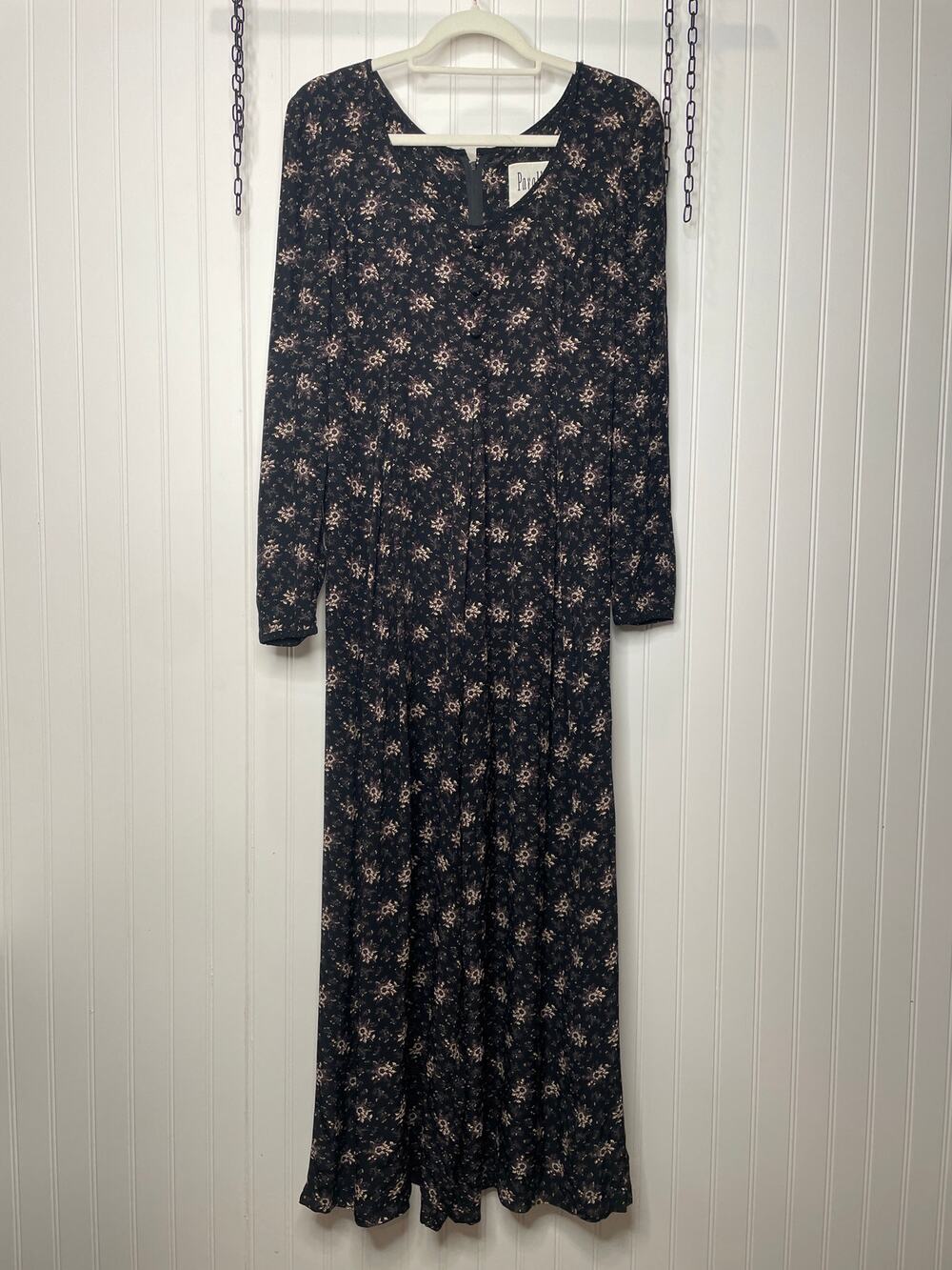 PARALLEL Black & Tan Floral Long Sleeve Wide Leg Jumpsuit Size 4